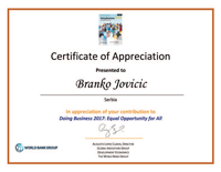 Certificate Branko Jovicic