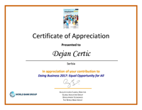 Certificate Dejan Certic